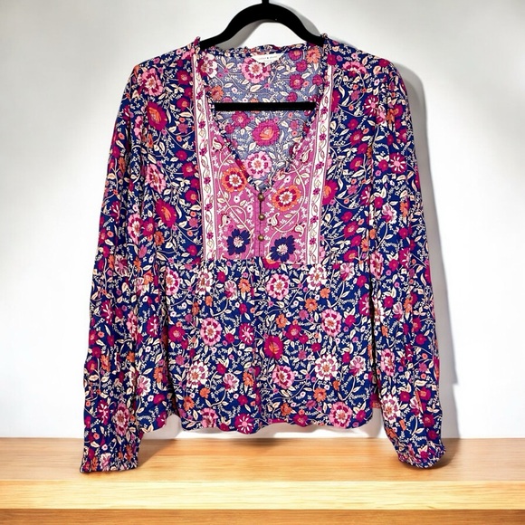 Women's Lucky Brand Medium floral boho Top - Picture 2 of 3